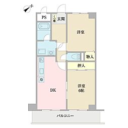 アルデール三郷A棟 2DKの間取図画像