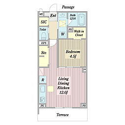 Casa raccolto 1LDKの間取図画像