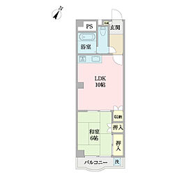 カンフォート流山 1LDKの間取図画像