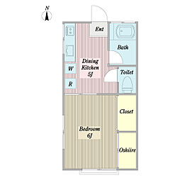 コーポＳＵＺＵＫＩ 2階1DKの間取り