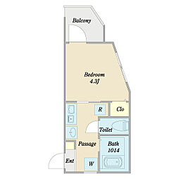 ハーモニーメゾン 1Kの間取図画像