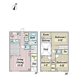 Ｂｌｉｓｓ　Ｖｉｌｌａ　Ｂ棟 1階3LDKの間取り