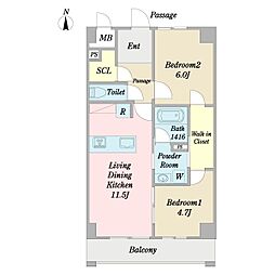 （仮称）狛江市東和泉3丁目計画　新築工事 4階2LDKの間取り