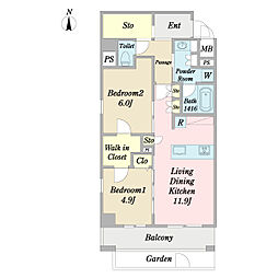 （仮称）狛江市東和泉3丁目計画　新築工事 1階2LDKの間取り