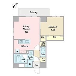 ロン・ボヌール 1LDKの間取図画像