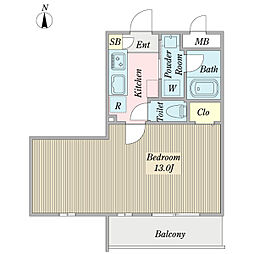 ラフィーネ生田 1Kの間取図画像