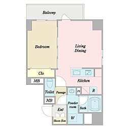 ロン・ボヌール 1LDKの間取図画像
