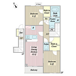 オルキデーア 2階2LDKの間取り