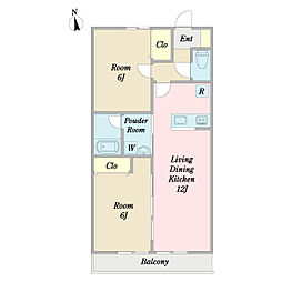 サンセット我孫子 1階2LDKの間取り
