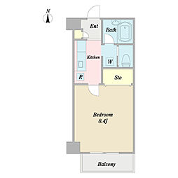 ソレアード 2階1Kの間取り