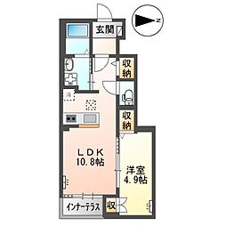 エルシオンII 1階1LDKの間取り