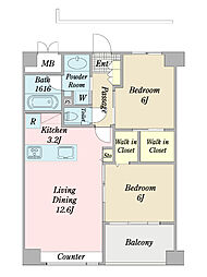 ＬＡＴＴＩＣＥ東松戸 4階2LDKの間取り
