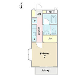 ラ・クレアール 1Kの間取図画像