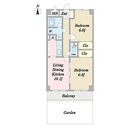 アミスタ 2LDKの間取図画像