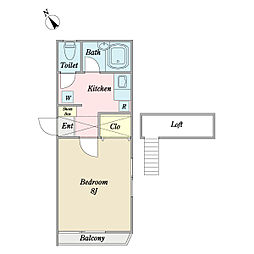 ショコラハウス 2階1Kの間取り