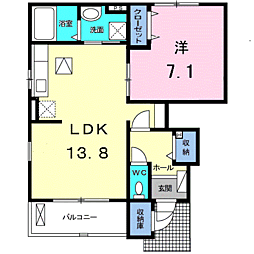 ボナールII 1階1LDKの間取り