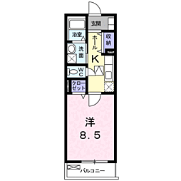 ジュネス 1Kの間取図画像
