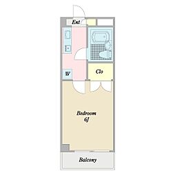あかるハイム17 1Kの間取図画像