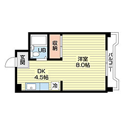 ドエル花菱 1DKの間取図画像