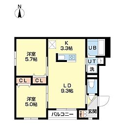 グラン・フィーノ南麻生 2LDKの間取図画像