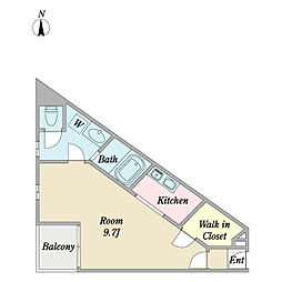 I.S.クロシェット 1Kの間取図画像