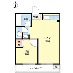 フローラ小松川 1LDKの間取図画像