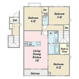 タラゴンアール 2階2LDKの間取り