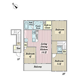 ファイン・アーツ 2階3LDKの間取り