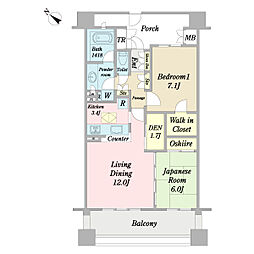 びゅうパルク柏中央町 2LDKの間取図画像