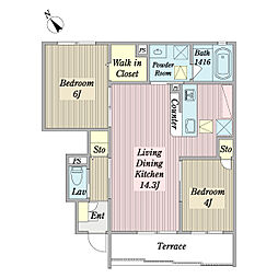 ファイン・アーツ 2LDKの間取図画像