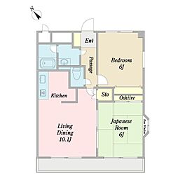 フォーレスト調布 4階2LDKの間取り