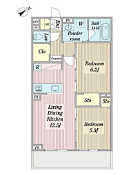 グラングレース調布 2LDKの間取図画像