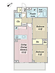グラングレース調布 2LDKの間取図画像