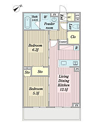 グラングレース調布 2LDKの間取図画像