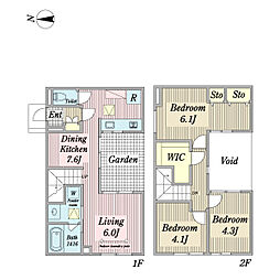 Cortile橘 3LDKの間取図画像