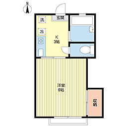 ラズライト 1Kの間取図画像