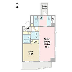 ＦＯＲＴＥ自由が丘 4階1LDKの間取り