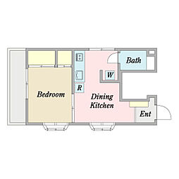 光ハイツビル 1DKの間取図画像
