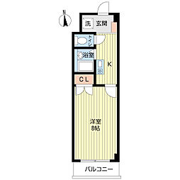 カームコート自由が丘 1Kの間取図画像