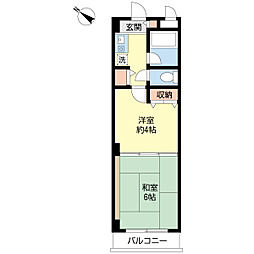 サニークレスト成田 2階1DKの間取り