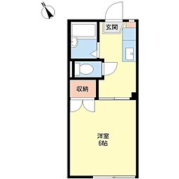 ハイツ望星Ｂ棟 1階1Kの間取り