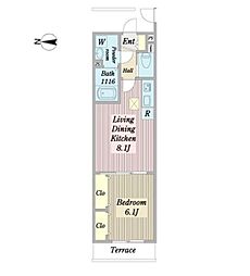 成田市本城アパート 1LDKの間取図画像