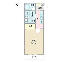 ポポラーレ 1Kの間取図画像