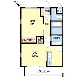 フリーゼ 1DKの間取図画像