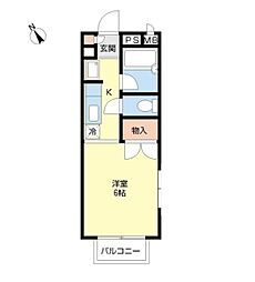 マリフルーレ 1Kの間取図画像
