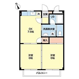 プルーデンス 2DKの間取図画像