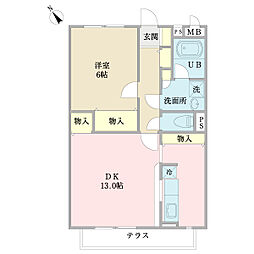 フローレンス美郷参番館 1LDKの間取図画像