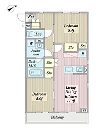 イデアールA 2LDKの間取図画像