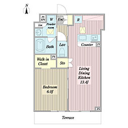 ＧＯＬＤＫ 1階1LDKの間取り