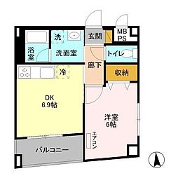 アレグリア柏屋 3階1DKの間取り